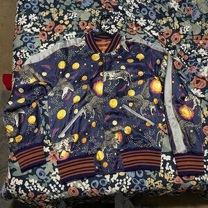 Gucci space animals silk bomber jacket